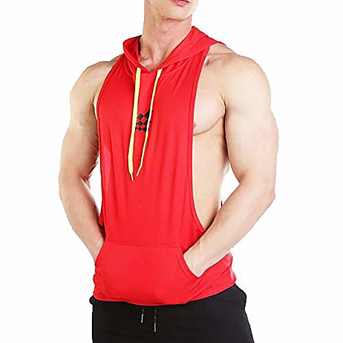 

men's workout hooded tank tops gym hoodies t shirt bodybuilding muscle gym sleeveless hoodies vest