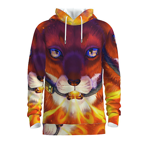 

Men's Pullover Hoodie Sweatshirt Graphic Animal Hooded Daily 3D Print Basic Hoodies Sweatshirts Long Sleeve Orange