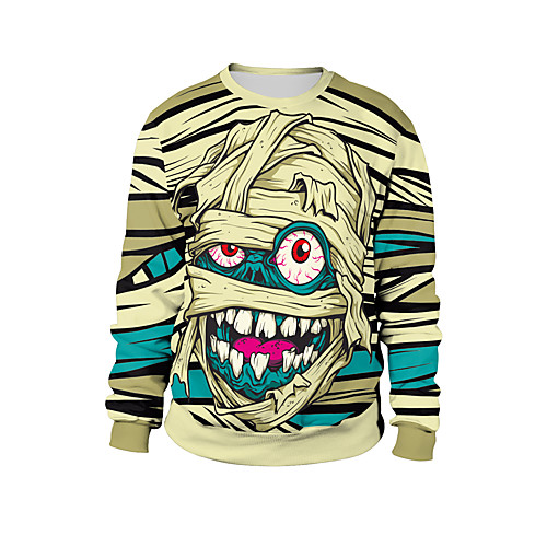 

Women's Pullover Sweatshirt Print Daily 3D Print Halloween Hoodies Sweatshirts Loose Navy Blue