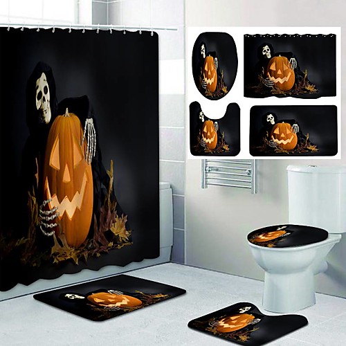 

Halloween Night Pumpkin Pattern PrintingBathroom Shower Curtain Leisure Toilet Four-Piece Design