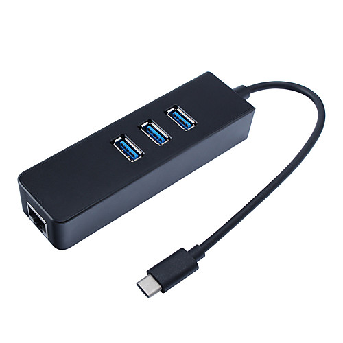 

3 Port USB 3.0 Hub Gigabit Ethernet Adapter USB 3.1 Type C to RJ45 1000Mpbs Lan Network Card