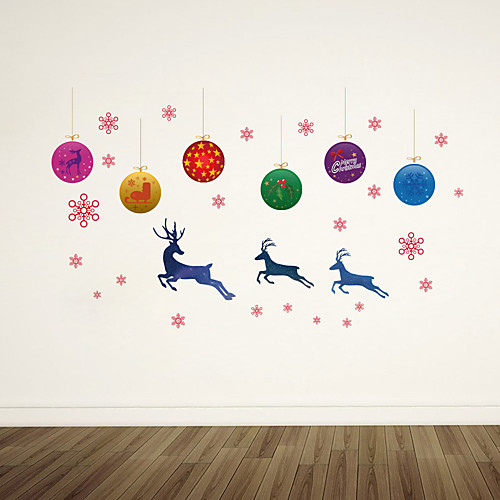 

WallDecals Decor Vinyl DIY Christmas Elk Wall Stickers Removable Waterproof Wallpaper Decals Art Easy Peel & Stick 30902CM