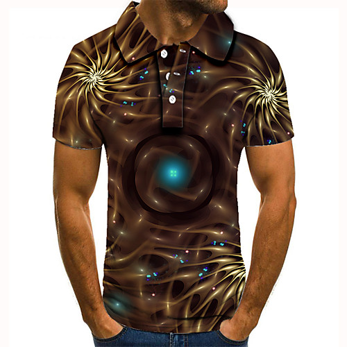 

Men's Golf Shirt 3D Print Graphic Print Short Sleeve Daily Tops Basic Brown