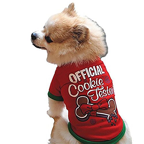 

christmas pet costume, dog clothing cotton t shirt jumpsuit puppy outfit (red)