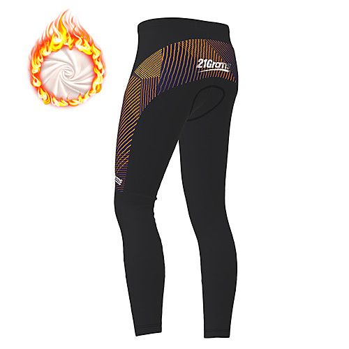 

21Grams Men's Cycling Tights Cycling Pants Winter Fleece Bike Tights Padded Shorts / Chamois Pants Thermal Warm Fleece Lining Breathable Sports Stripes Gradient Black Mountain Bike MTB Road Bike