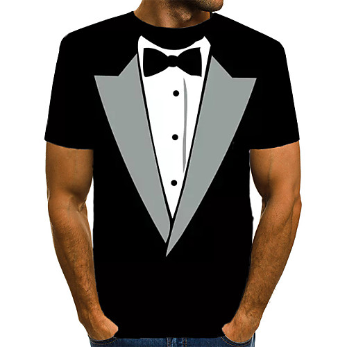 

Men's T shirt 3D Print Graphic Print Short Sleeve Daily Tops Basic Exaggerated Black