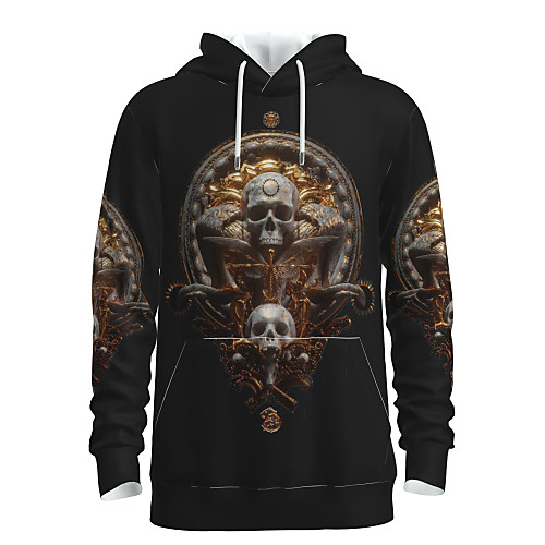 

Men's Pullover Hoodie Sweatshirt Skull Hooded Halloween 3D Print Basic Halloween Hoodies Sweatshirts Long Sleeve Black