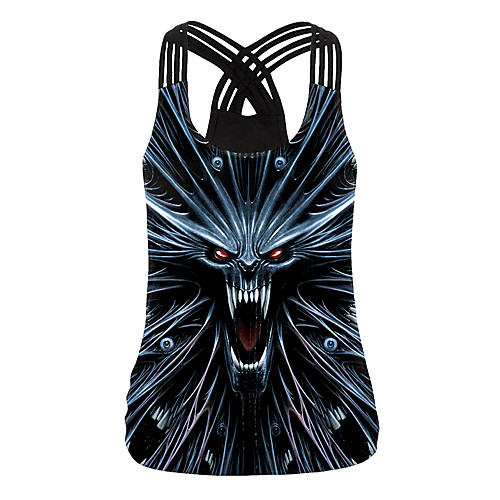 

Women's Halloween Tank Top Skull U Neck Halloween Tops Black
