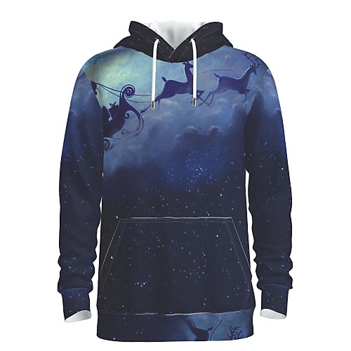 

Men's Pullover Hoodie Sweatshirt Graphic 3D Galaxy Star Print Hooded Daily 3D Print Basic Christmas Hoodies Sweatshirts Long Sleeve Blue