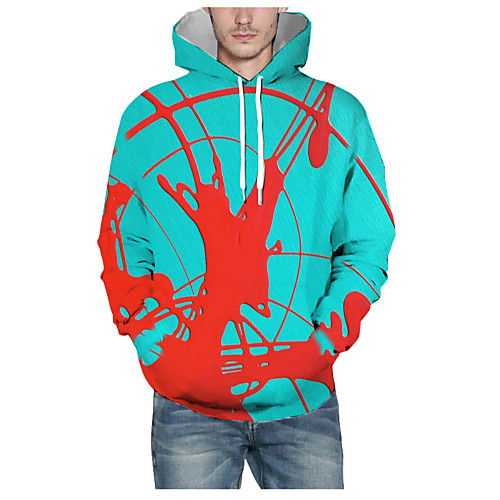 

Men's Pullover Hoodie Sweatshirt Graphic 3D Hooded Daily 3D Print Basic Hoodies Sweatshirts Long Sleeve Blue