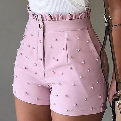 

Women's Basic Loose Shorts Pants Solid Colored Blushing Pink White Black