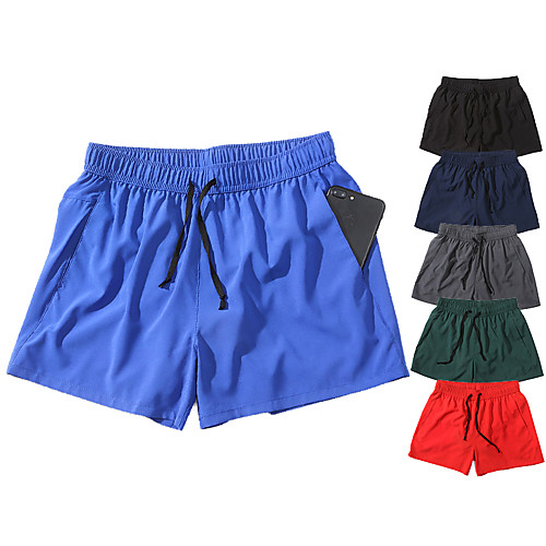 

Men's Running Shorts Athleisure Bottoms Elastic Waistband Drawstring with Side Pocket Fitness Gym Workout Running Jogging Training Breathable Quick Dry Soft Sport Solid Colored Black Blue Red Dark