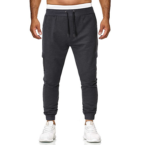 

Men's Sweatpants Pants Solid Color Black Light Gray / Fall