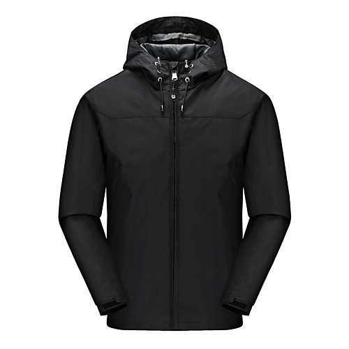 

Men's Hiking Jacket Autumn / Fall Winter Spring Outdoor Solid Color Thermal Warm Waterproof Windproof Warm Jacket Full Length Hidden Zipper Climbing Camping / Hiking / Caving Traveling Black Red Army