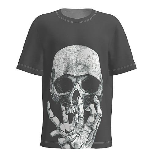 

Men's T shirt 3D Print Graphic Skull Short Sleeve Sports Tops Basic Black