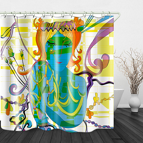 

Colorful Ethnic Beauty Print Waterproof Fabric Shower Curtain for Bathroom Home Decor Covered Bathtub Curtains Liner Includes with Hooks