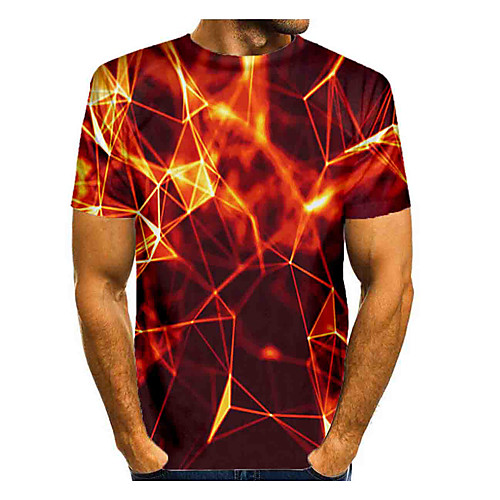 

Men's T shirt Shirt 3D Print Graphic Abstract Short Sleeve Daily Tops Basic Round Neck Orange