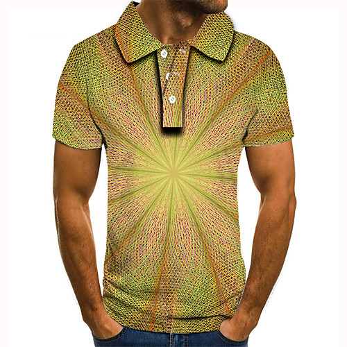 

Men's Golf Shirt Tennis Shirt 3D Print Graphic Print Short Sleeve Daily Tops Basic Yellow