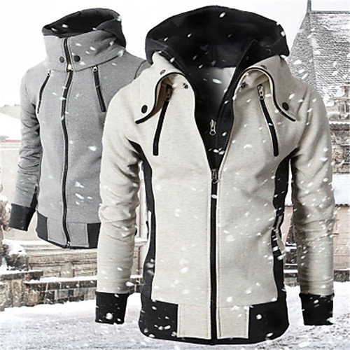 

Men's Long Sleeve Running Track Jacket Hoodie Jacket Full Zip Outerwear Coat Top Casual Athleisure Winter Cotton Thermal Warm Breathable Soft Fitness Gym Workout Running Jogging Sportswear Normal