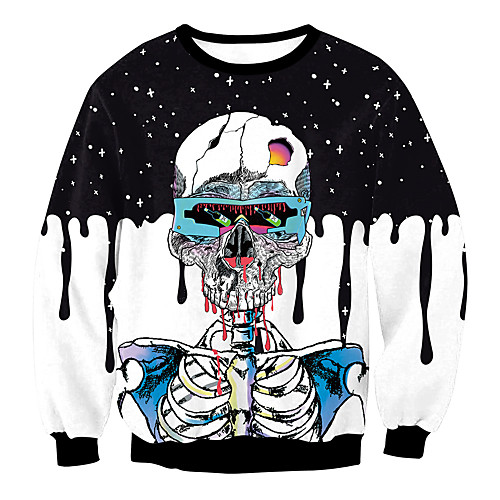 

Women's Pullover Sweatshirt Print Skull Daily 3D Print Halloween Hoodies Sweatshirts Black