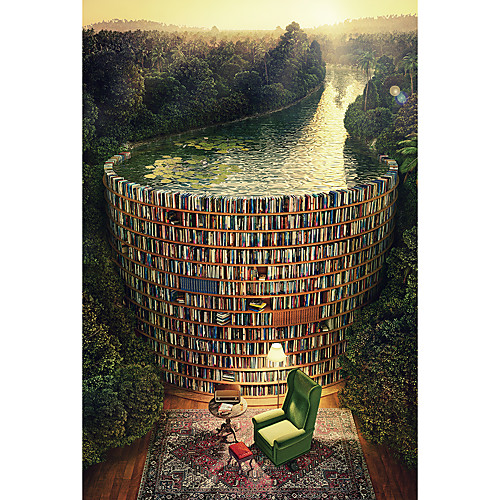 

1000 pcs Novelty Bookshelf Dam Jigsaw Puzzle Adult Puzzle Jumbo Wooden Adults' Toy Gift