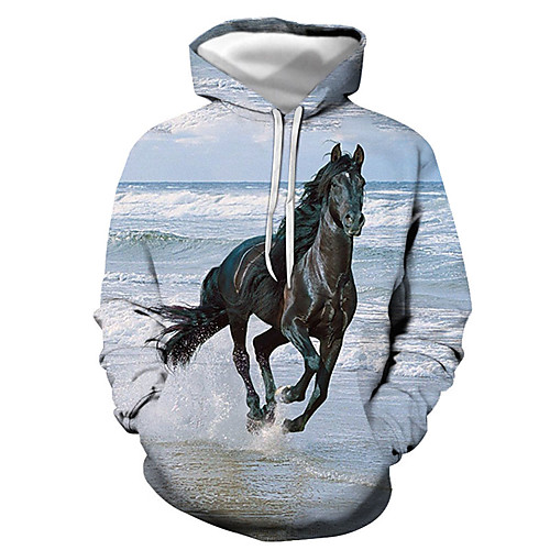 

Men's Pullover Hoodie Sweatshirt Graphic Animal Hooded Daily Going out 3D Print Basic Casual Hoodies Sweatshirts Long Sleeve White