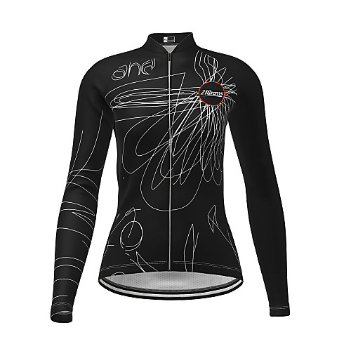 

21Grams Women's Long Sleeve Cycling Jersey Winter Polyester Black Novelty Bike Jersey Top Mountain Bike MTB Road Bike Cycling Quick Dry Back Pocket Sports Clothing Apparel / Micro-elastic