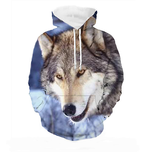 

Men's Pullover Hoodie Sweatshirt Graphic Wolf Animal Hooded Daily 3D Print Basic Hoodies Sweatshirts Long Sleeve Blue