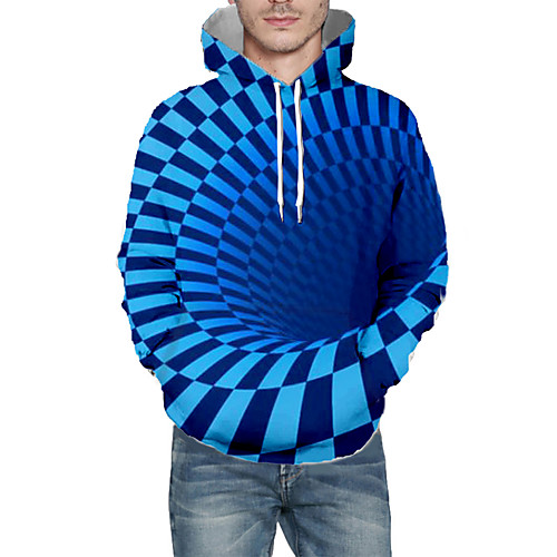 

Men's Pullover Hoodie Sweatshirt Graphic Abstract 3D Hooded Daily 3D Print Basic Hoodies Sweatshirts Long Sleeve Blue