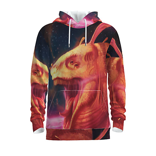 

Men's Pullover Hoodie Sweatshirt Graphic Animal Hooded Daily 3D Print Basic Hoodies Sweatshirts Long Sleeve Orange