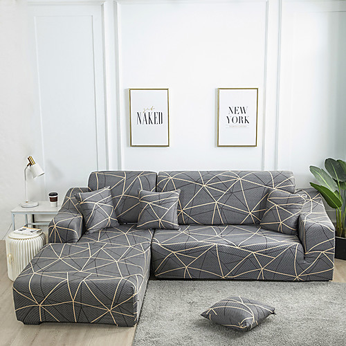 

Stretch Slipcover Line Printed Couch Cover for 1~4 Cushion Couch with One Free Pillow Case Armchair/Loveseat/Three Seater/Four Seater/L shaped sofa