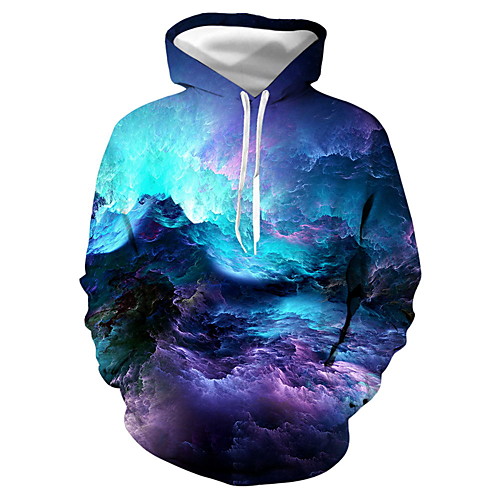 

Men's Unisex Plus Size Pullover Hoodie Sweatshirt Galaxy Graphic Hooded Daily Club 3D Print Casual Hoodies Sweatshirts Long Sleeve Blue Purple Green
