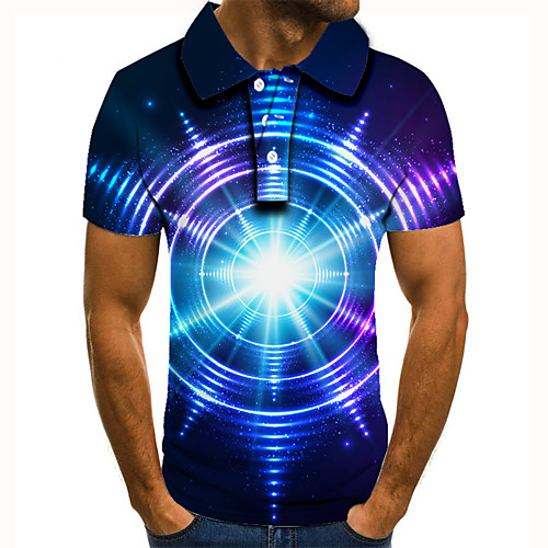 

Men's Golf Shirt Tennis Shirt 3D Print Graphic Print Short Sleeve Daily Tops Basic Blue