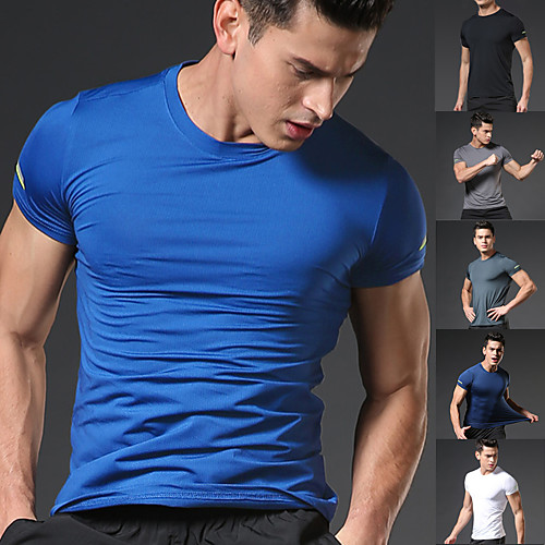 

Men's Short Sleeve Running Shirt Running Base Layer Tee Tshirt Summer Elastane Moisture Wicking Quick Dry Breathable Fitness Gym Workout Running Walking Jogging Sportswear Solid Colored Plus Size