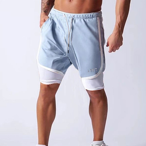 

Men's Running Shorts Athleisure Bottoms 2 in 1 Liner Split Cotton Fitness Gym Workout Running Training Quick Dry Moisture Wicking Soft Normal Sport White Black Blue Grey / Stretchy