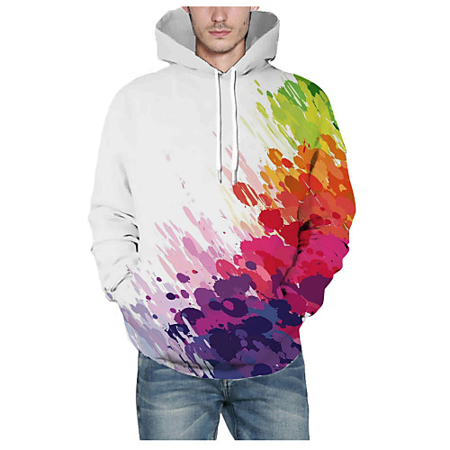 

Men's Pullover Hoodie Sweatshirt Graphic 3D Hooded Daily 3D Print Basic Hoodies Sweatshirts Long Sleeve White