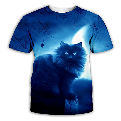 

Men's T shirt 3D Print Graphic Print Short Sleeve Party Tops Exaggerated Light Blue
