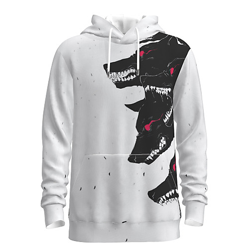 

Men's Pullover Hoodie Sweatshirt Animal Patterned Graphic Hooded Weekend 3D Print Casual Hoodies Sweatshirts Long Sleeve White