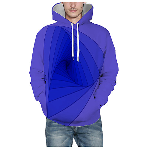 

Men's Pullover Hoodie Sweatshirt Print Graphic 3D Hooded Daily 3D Print Basic Hoodies Sweatshirts Long Sleeve Blue