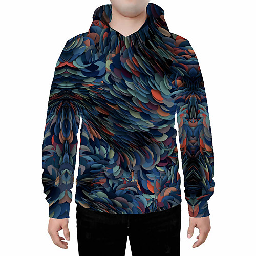 

Men's Plus Size Pullover Hoodie Sweatshirt Graphic Geometric 3D Hooded Daily Going out 3D Print 3D Print Casual Hoodies Sweatshirts Navy Blue