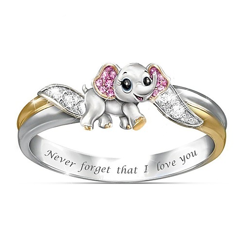 

Band Ring AAA Cubic Zirconia Fancy Silver Brass Elephant Cute 1pc 6 7 8 9 10 / Women's