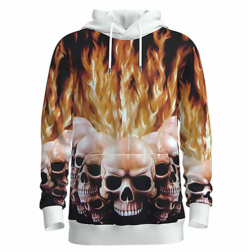 

Men's Pullover Hoodie Sweatshirt Graphic 3D Skull Hooded Halloween Daily 3D Print Basic Hoodies Sweatshirts Long Sleeve Brown