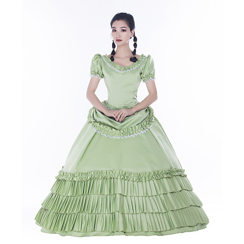 

Maria Antonietta Retro Vintage Rococo 18th Century Vacation Dress Dress Masquerade Prom Dress Women's Satin Costume Green Vintage Cosplay Party Prom Short Sleeve Floor Length Ball Gown Plus Size