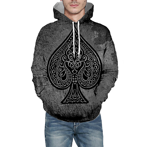 

Men's Pullover Hoodie Sweatshirt Graphic 3D Hooded Daily 3D Print Basic Hoodies Sweatshirts Long Sleeve Gray