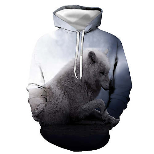 

Men's Pullover Hoodie Sweatshirt Graphic Animal Hooded Daily Going out 3D Print Basic Casual Hoodies Sweatshirts Long Sleeve Black