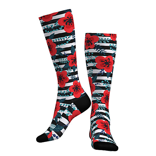 

Compression Socks Long Socks Over the Calf Socks Athletic Sports Socks Cycling Socks Women's Men's Bike / Cycling Breathable Soft Comfortable 1 Pair Floral Botanical Cotton Red S M L / Stretchy