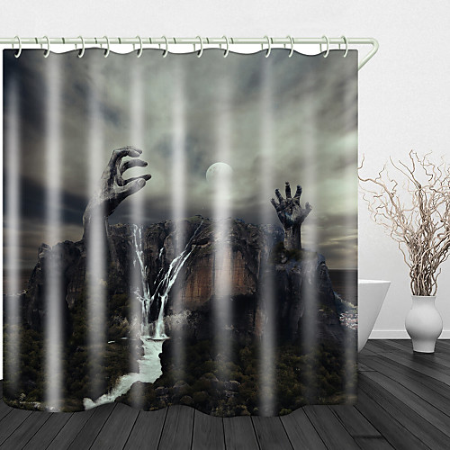 

Halloween Gushan Stone Hand Digital Printing Shower Curtain English Green Leaf Digital Printing Shower Curtain Shower Curtains & Hooks Modern Polyester New Design