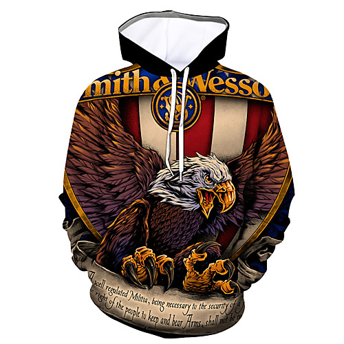 

Men's Pullover Hoodie Sweatshirt Graphic Text Letter Hooded Daily Going out 3D Print 3D Print Hoodies Sweatshirts Long Sleeve Brown / Animal
