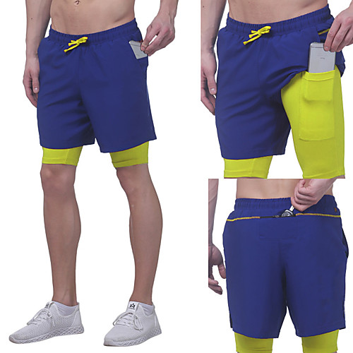 

Men's Running Shorts Athleisure Bottoms 2 in 1 with Phone Pocket Drawstring Fitness Gym Workout Performance Running Training Breathable Quick Dry Soft Normal Sport White Black Blue Grey