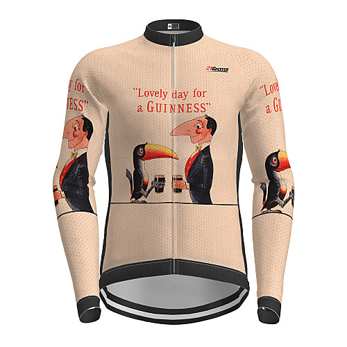 

21Grams Men's Long Sleeve Cycling Jersey Winter Polyester Yellow Blue Orange Bird Beer Bike Jersey Top Mountain Bike MTB Road Bike Cycling Quick Dry Back Pocket Sports Clothing Apparel / Athleisure